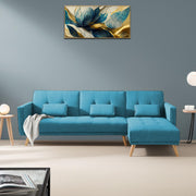 Convertible Futon RHS 4 Seater Sofa Cum Bed with Adjustable Backrest Sofa for Living Room (Blue Grey Colour) Premium Fabric Sofa