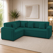 Casaliving Rion 6 Seater L Shape Corner Sofa Cum Bed for Living Room (Black Fabric) Premium Fabric Sofa Cum Bed