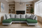Zoe 8 Seater U Shape Sofa Set for Living Room (Black Grey Colour) Premium Fabric Sofa Set Living Room