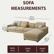 Orion RHS 6 Seater L Shape Sofa Set for Living Room (Cream Colour) Premium Fabric Sofa
