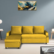 Asper LHS 4 Seater L Shape Sofa Set for Living Room (Yellow Fabric) Premium Fabric Sofa