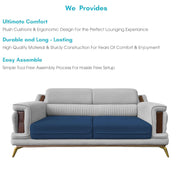 Falconar 3 Seater Sofa Set for Living Room (Blue Grey Fabric) Premium Fabric Sofa