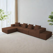 Sheron U Shaped Compressed Sofa Set for Living Room with Spacious Boucle Couch Set Living Rooms, (Brown Fabric) Premium Fabric U Shape Sofa for Living Room