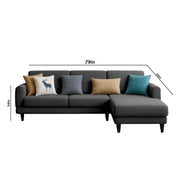 Aria RHS 4 Seater L Shape Sofa Set for Living Room (Black) Premium Fabric Sofa Set