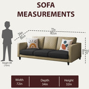 Mikasa 3 Seater Sofa Set for Living Room (Cream Black Colour Fabric) Premium Fabric Sofa