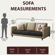 Casaliving Mikasa 3 Seater Sofa Set for Living Room (Black Colour Fabric) Premium Fabric Sofa