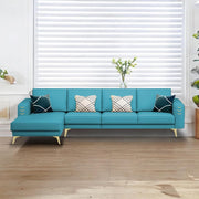 Falco LHS 6 Seater L Shape Sofa Set for Living Room (Turquise Fabric) Premium Fabric Sofa