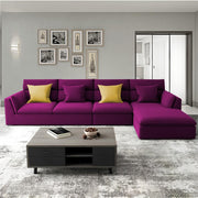 Delton RHS 6 Seater L Shape Sofa Set for Living Room (Purple) Premium Fabric