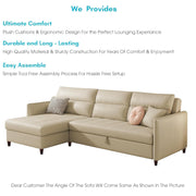 Casaliving Floster LHS 4 Seater L Shape Corner Sofa Cum Bed for Living Room (Cream Fabric) Premium Fabric Sofa