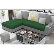 Afie RHS 6 Seater L Shape Sofa Set for Living Room (Black Grey Fabric) Premium Fabric Sofa