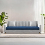 Garcia 3 Seater Sofa Set for Living Room (Blue Black Colour) Premium Fabric Sofa