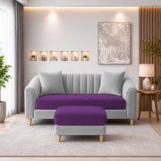 Casaliving Doraldo 2 Seater with Ottoman Sofa Set for Living Room (Black Colour) Premium Fabric Sofa Set