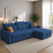 Casaliving Gagnon LHS 4 Seater L Shape Corner Sofa Cum Bed for Living Room with Storage (Black Fabric) Premium Fabric Sofa Cum Bed