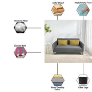 Deren 3 Seater Sofa Set for Living Room (Dark Grey Colour) Premium Fabric Sofa