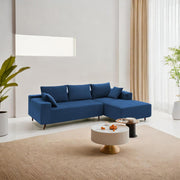 Casaliving Crystal 4 Seater RHS L Shape Sofa Set for Living Room (Black Fabric) Premium Fabric Sofa