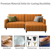 Netlie 4 Seater RHS L Shape Sofa Set for Living Room (Orange Fabric) Premium Fabric Sofa Set for Living Room