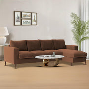 Charmi RHS 6 Seater L Shape Sofa Set for Living Room (Brown Fabric) Premium Fabric Sofa