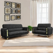 Gelio 2 Seater Sofa Set for Living Room (Black Colour) Premium Fabric Sofa