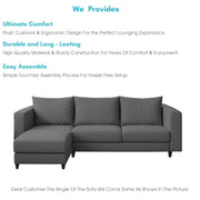 Mikasa 4 Seater LHS L Shape Sofa Set for Living Room (Dark Grey Fabric) Premium Fabric Sofa Set for Living Room