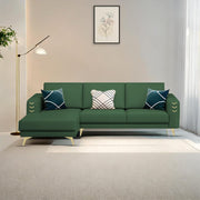 Falco LHS 4 Seater L Shape Sofa Set for Living Room (Green Fabric) Premium Fabric Sofa