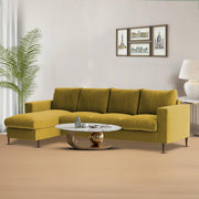 Charmi LHS 6 Seater L Shape Sofa Set for Living Room (Yellow Fabric) Premium Fabric Sofa