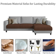 Oslo 4 Seater RHS L Shape Sofa Set for Living Room (Brown Grey Fabric) Premium Fabric Sofa Set for Living Room