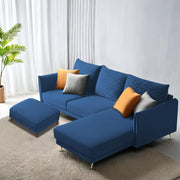Casaliving Stanly LHS 4 Seater L Shape Sofa with Center Table for Living Room (Blue Fabric)