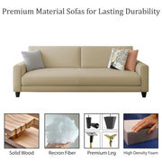 Kaven 3 Seater Sofa Set for Living Room (Cream Colour Fabric) Premium Fabric Sofa