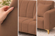 Velour Modern Velvet Sofa, Tufted Design Upholstered 3 Seater Sofa Set for Living Room, (Black Colour) Premium Velvet Fabric Sofa