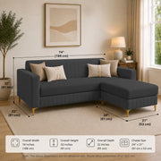 Casaliving Daxos 4 Seater L Shape Sofa Set with Movable Ottoman | Flexible Left or Right Layout | Cozy Velvet Fabric | Soft Touch Seating | Modern Designer Sofa for Living Room (Black)