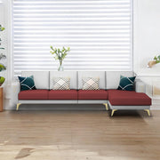 Falco RHS 6 Seater L Shape Sofa Set for Living Room (Maroon Grey Fabric) Premium Fabric Sofa