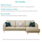 Falco RHS 4 Seater L Shape Sofa Set for Living Room (Cream Fabric) Premium Fabric Sofa