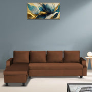 Asper LHS 6 Seater L Shape Sofa Set for Living Room (Brown Fabric) Premium Fabric Sofa