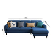 Aria RHS 4 Seater L Shape Sofa Set for Living Room (Blue) Premium Fabric Sofa Set