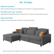 Gagnon LHS 6 Seater L Shape Corner Sofa Cum Bed for Living Room (Yellow Fabric) Premium Fabric Sofa