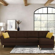 Lizel RHS 6 Seater L Shape Sofa Set for Living Room (Brown Fabric) Premium Velvet Fabric Sofa