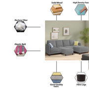 Swaloni RHS 6 Seater L Shape Sofa Set with Center Table for Living Room (Grey) Premium Fabric Sofa