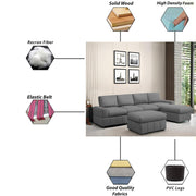 Rone 6 Seater L-Shaped & U-Shaped Sofas Set for Living Room – (Dark Grey Colour Fabric) Premium Comfort Sofa