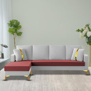 Casaliving Mandis LHS 4 Seater L Shape Sofa Set for Living Room (Black Fabric) Premium Fabric Sofa