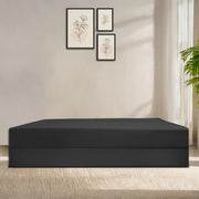 Mapron 1 Seater Sofa Cum Bed with 1 Cushions for Living Room (Black Fabric) Premium Fabric Sofa 2.5x6 Feet