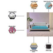 Falconar 3 Seater Sofa Set for Living Room (Turquise Grey Fabric) Premium Fabric Sofa