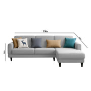 Aria RHS 4 Seater L Shape Sofa Set for Living Room (Grey) Premium Fabric Sofa Set