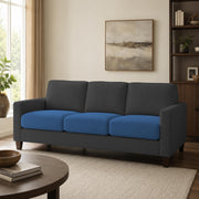 Casaliving Gladino Modern Velvet Fabric Sofa, Tufted Design Upholstered 3 Seater Sofa Set for Living Room, Premium Velvet Fabric Sofa (Black)
