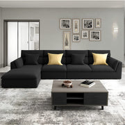 Delton LHS 6 Seater L Shape Sofa Set for Living Room (Black) Premium Fabric