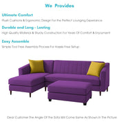 Neyami LHS 4 Seater with Ottoman L Shape Sofa Set for Living Room (Purple) Premium Fabric Sofa Set