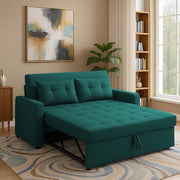 Treshta 2 Seater Pull-Out Premium Fabric Sofa Cum Bed Sofa Set for Living Room (Blue Fabric Color) Premium Fabric Sofa Set for Living Room