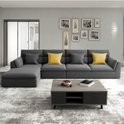 Delton LHS 6 Seater L Shape Sofa Set for Living Room (Dark Grey) Premium Fabric