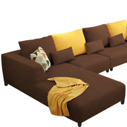 Casaliving Minta LHS 6 Seater L Shape Sofa Set for Living Room (Brown Fabric)