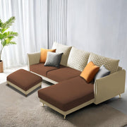 Casaliving Stanly LHS 4 Seater L Shape Sofa with Center Table for Living Room (Blue Fabric)