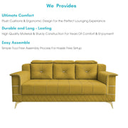 Julio 3 Seater Sofa Set for Living Room (Yellow Colour Fabric) Premium Fabric Sofa